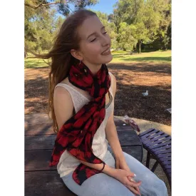 🌺 Poppy Scarf Red Floral on Black - Large Flowers