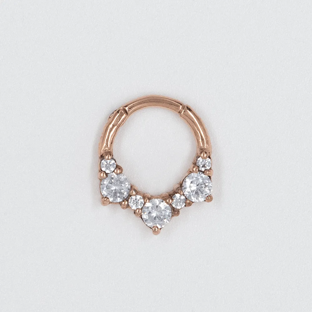16 Gauge | 8mm Rose Gold 7 Cz Hinged Clicker