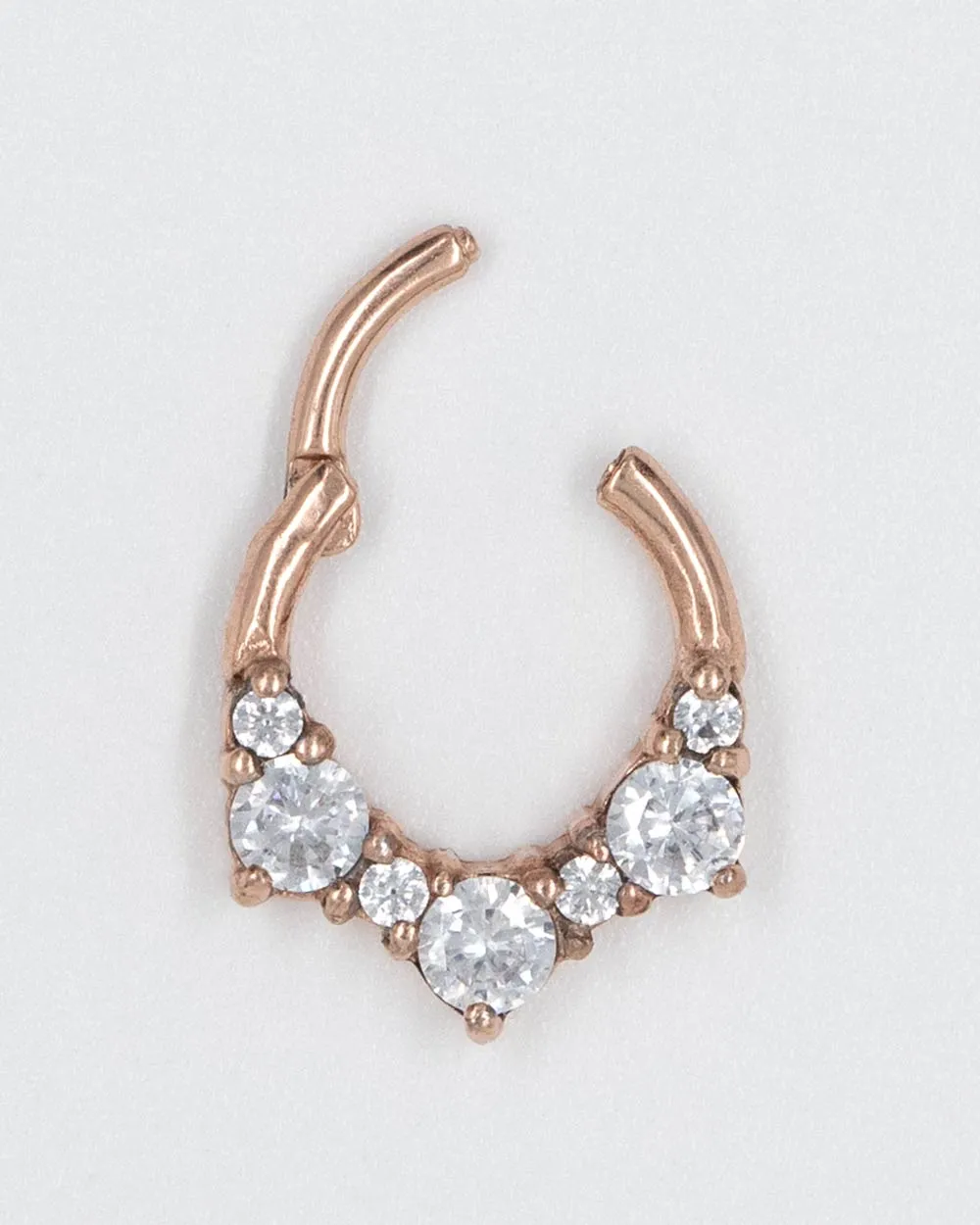 16 Gauge | 8mm Rose Gold 7 Cz Hinged Clicker