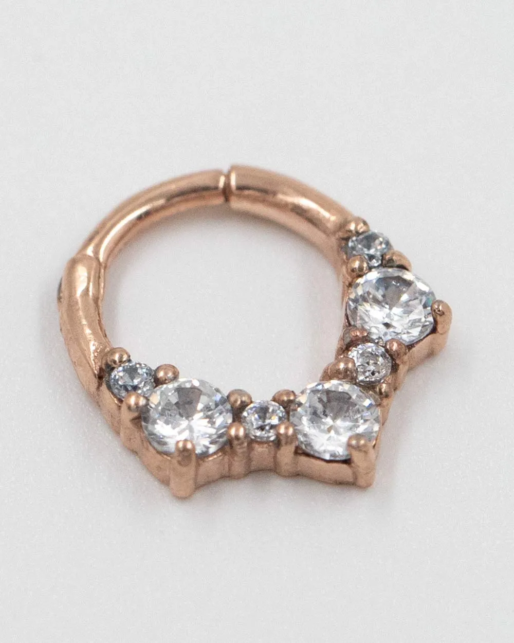 16 Gauge | 8mm Rose Gold 7 Cz Hinged Clicker