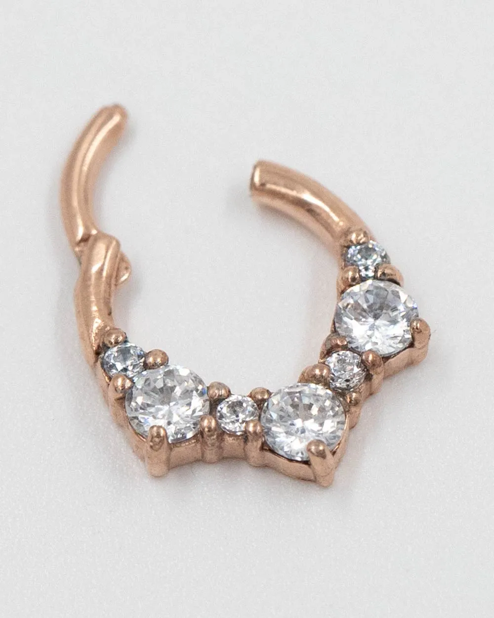 16 Gauge | 8mm Rose Gold 7 Cz Hinged Clicker