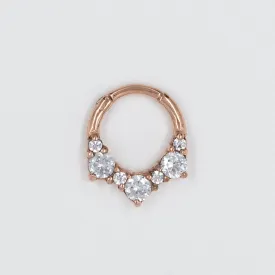 16 Gauge | 8mm Rose Gold 7 Cz Hinged Clicker