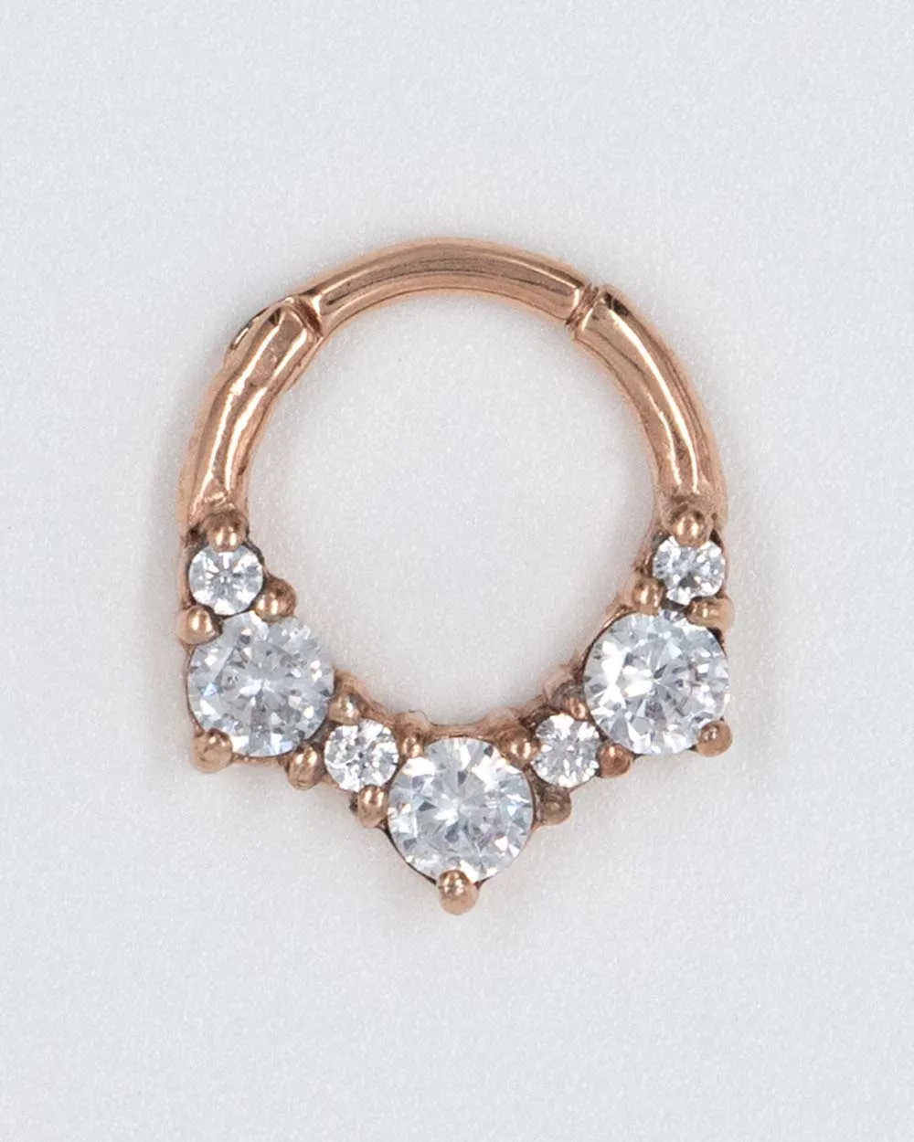 16 Gauge | 8mm Rose Gold 7 Cz Hinged Clicker