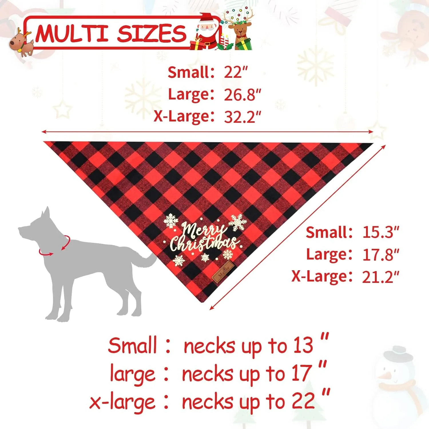 2 Pack Dog Bandana, Christmas Classic Buffalo Plaid Printing Dog Bandana, Pets Scarf Triangle Bibs Kerchief Dandana Costume Accessories for Small Medium Large Dogs Cats Pets (Large)
