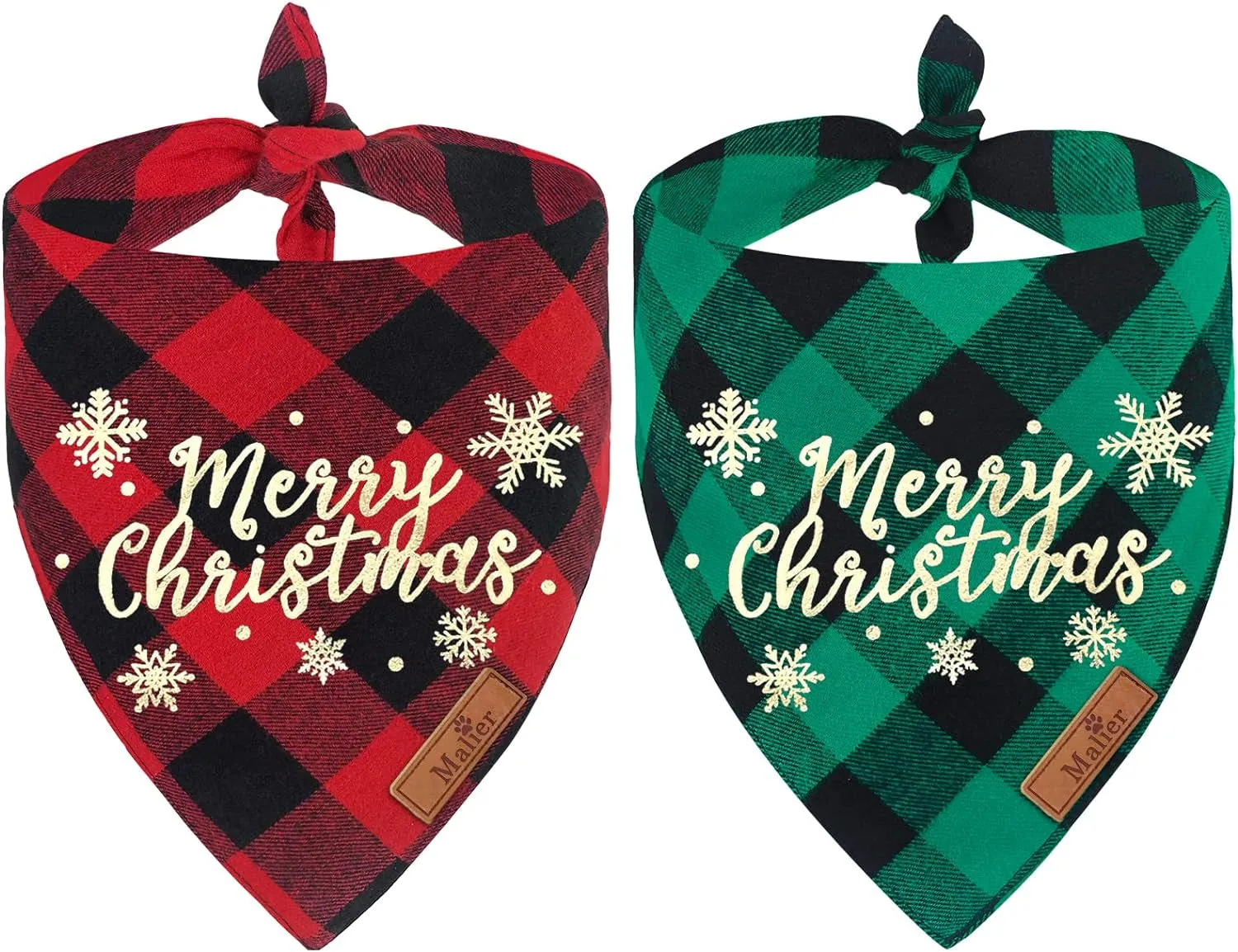 2 Pack Dog Bandana, Christmas Classic Buffalo Plaid Printing Dog Bandana, Pets Scarf Triangle Bibs Kerchief Dandana Costume Accessories for Small Medium Large Dogs Cats Pets (Large)