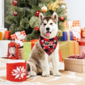 2 Pack Dog Bandana, Christmas Classic Buffalo Plaid Printing Dog Bandana, Pets Scarf Triangle Bibs Kerchief Dandana Costume Accessories for Small Medium Large Dogs Cats Pets (Large)