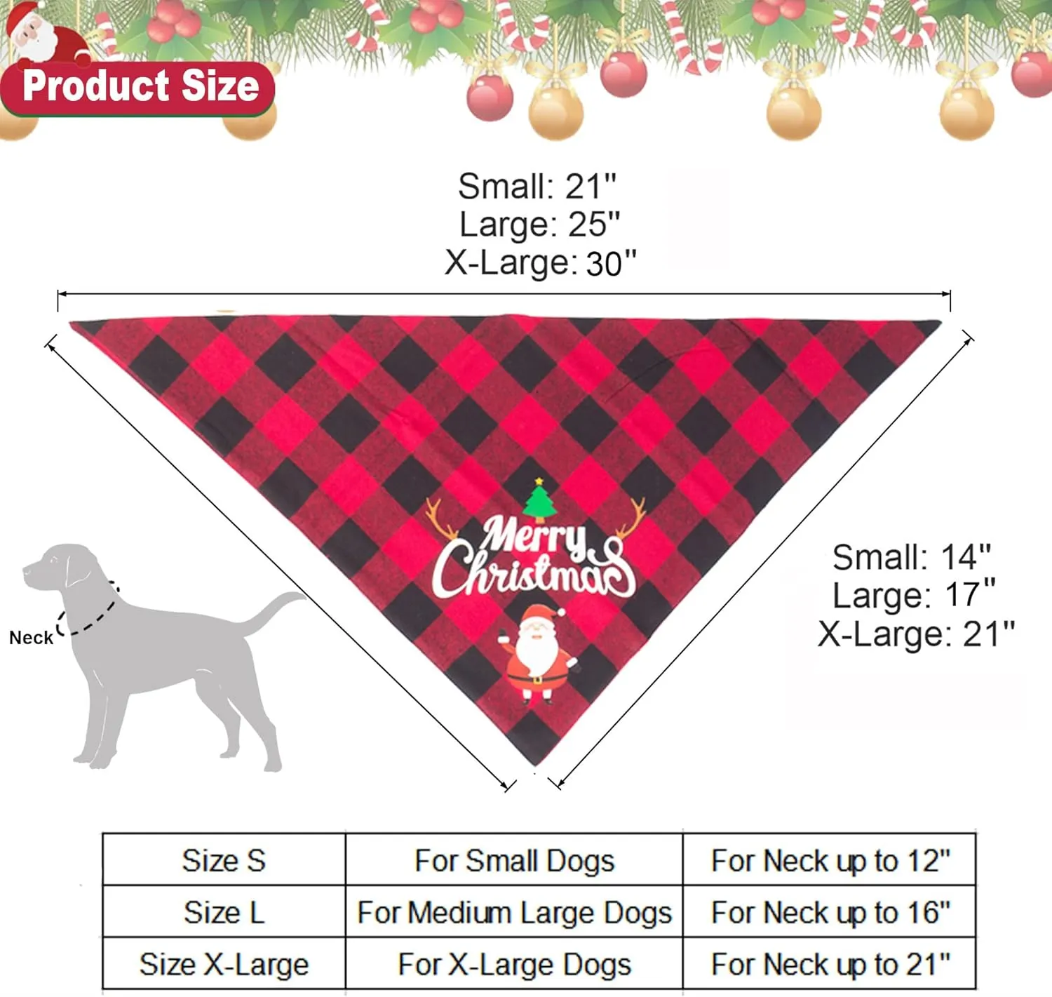 ADOGGYGO 2 Pack Dog Bandana Christmas Classic Plaid Pet Scarf Triangle Bibs Kerchief Merry Christmas Red Santa Snowman Bandana for Large X-Large Dogs Pets (X-Large)
