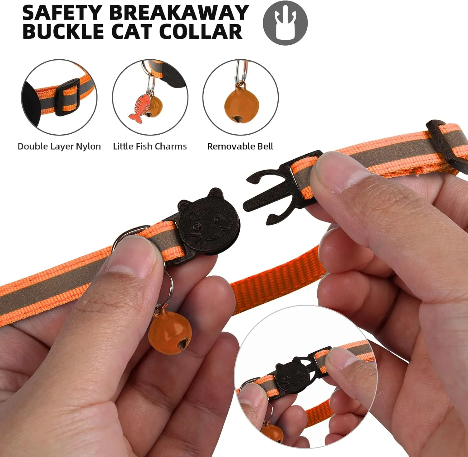 Airtag Cat Collar, Air tag Cat Collar with Bell and Safety Buckle in 3/8" Width, Reflective Collar with Waterproof Airtag Holder Compatible with Apple Airtag for Cat Dog Kitten Puppy (Orange)