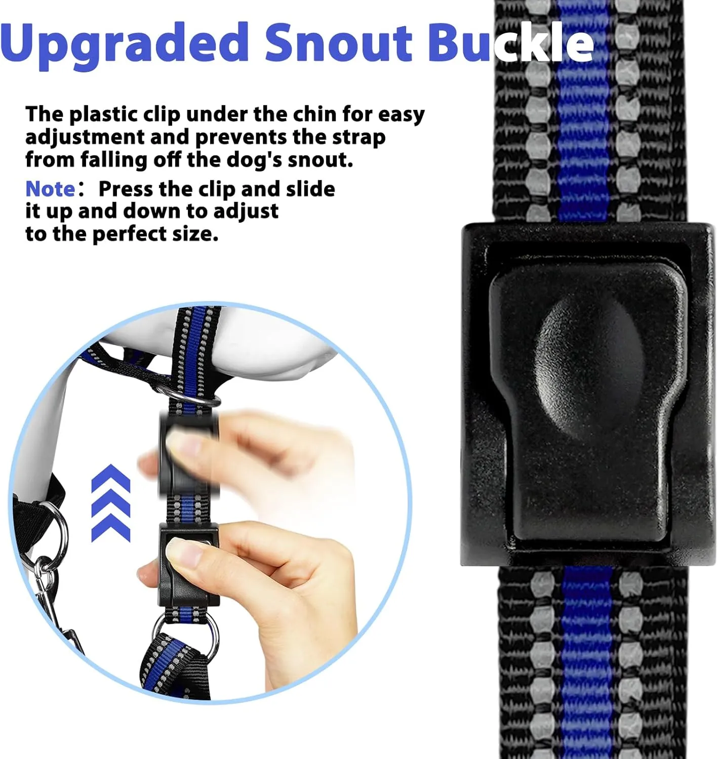 BARKLESS Soft Dog Head Collar, Patented Padded No Pull Head Halter, Training Nose Leash with Safety Link for Medium Large Dogs, Adjustable Muzzle Leash, Easy Control for Walking(Blue, XL)