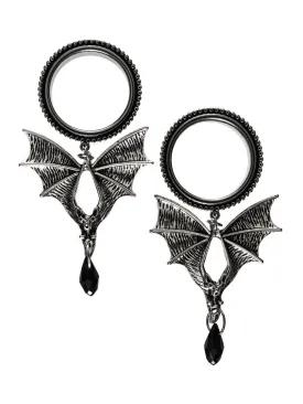 Bat Bowtie Crystal Dangle Threaded Steel Tunnels
