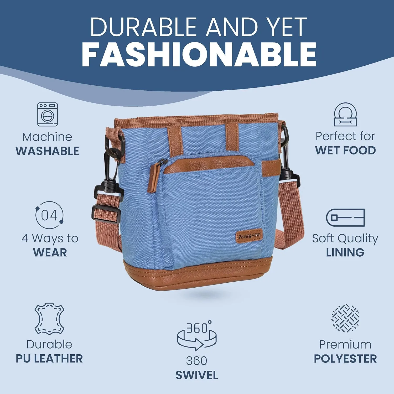 BEAU&FUR Dog Treat Pouch with Dog Clicker for Training - Hands-Free Dog Treat Bag with Magnetic Closure, Multi-Pocket Treat Pouches for pet Training with Built-in Poop Bag Holder Pocket
