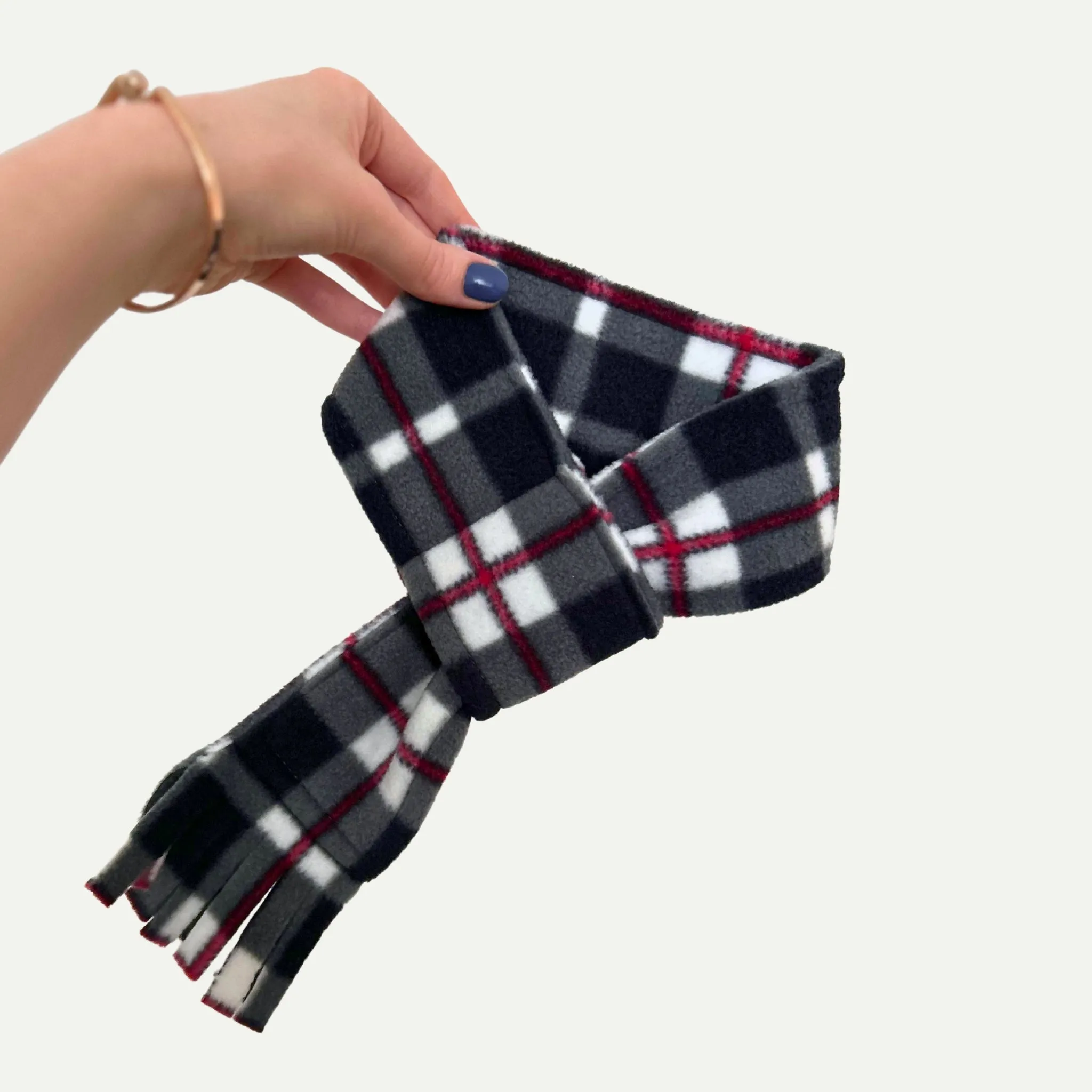 Black & White Highland Tartan Fleece Pet Scarf