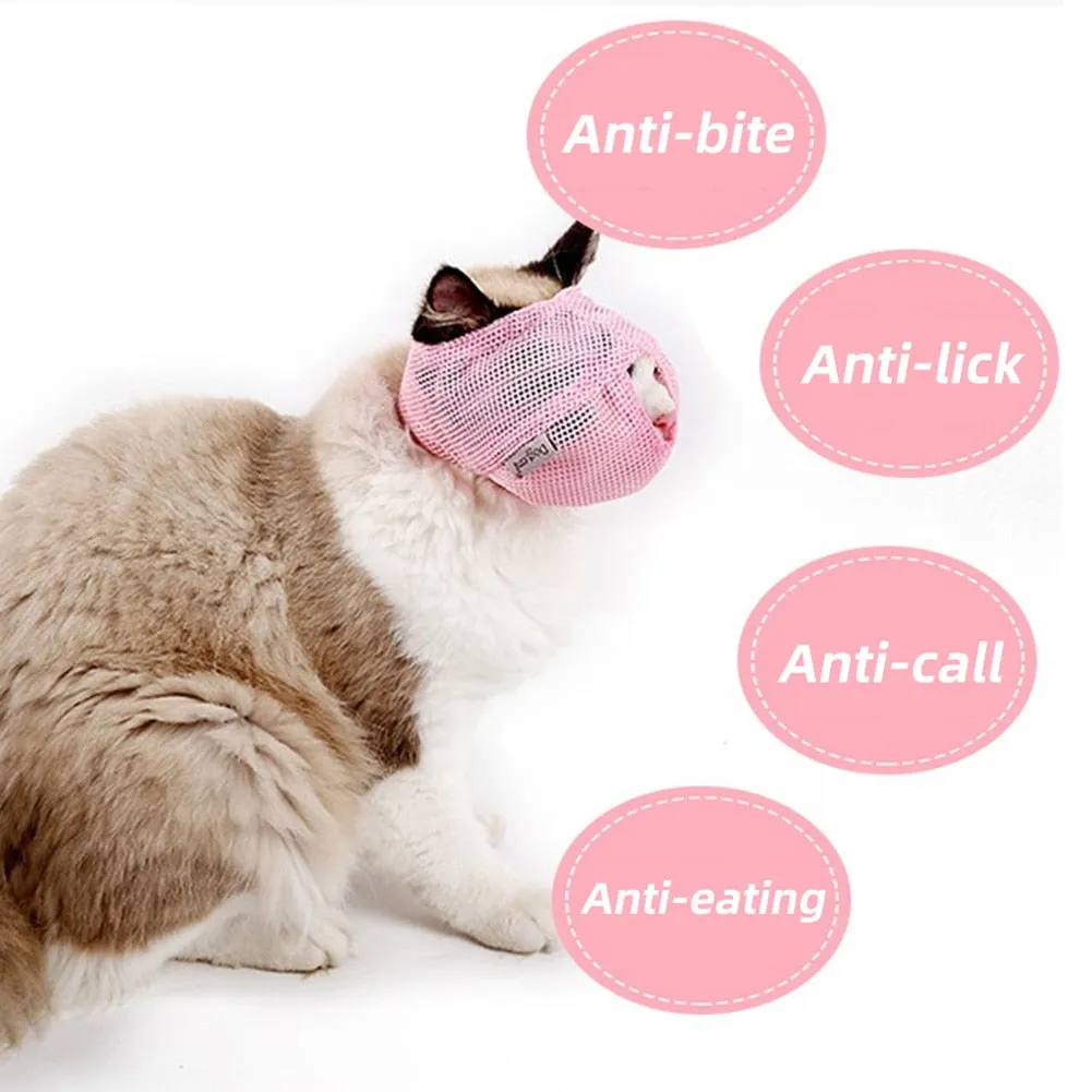 Breathable Cat Muzzle Mask Cover For Pet Kitten Anti-Scratch Bite Grooming Bath Etc.