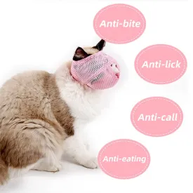 Breathable Cat Muzzle Mask Cover For Pet Kitten Anti-Scratch Bite Grooming Bath Etc.