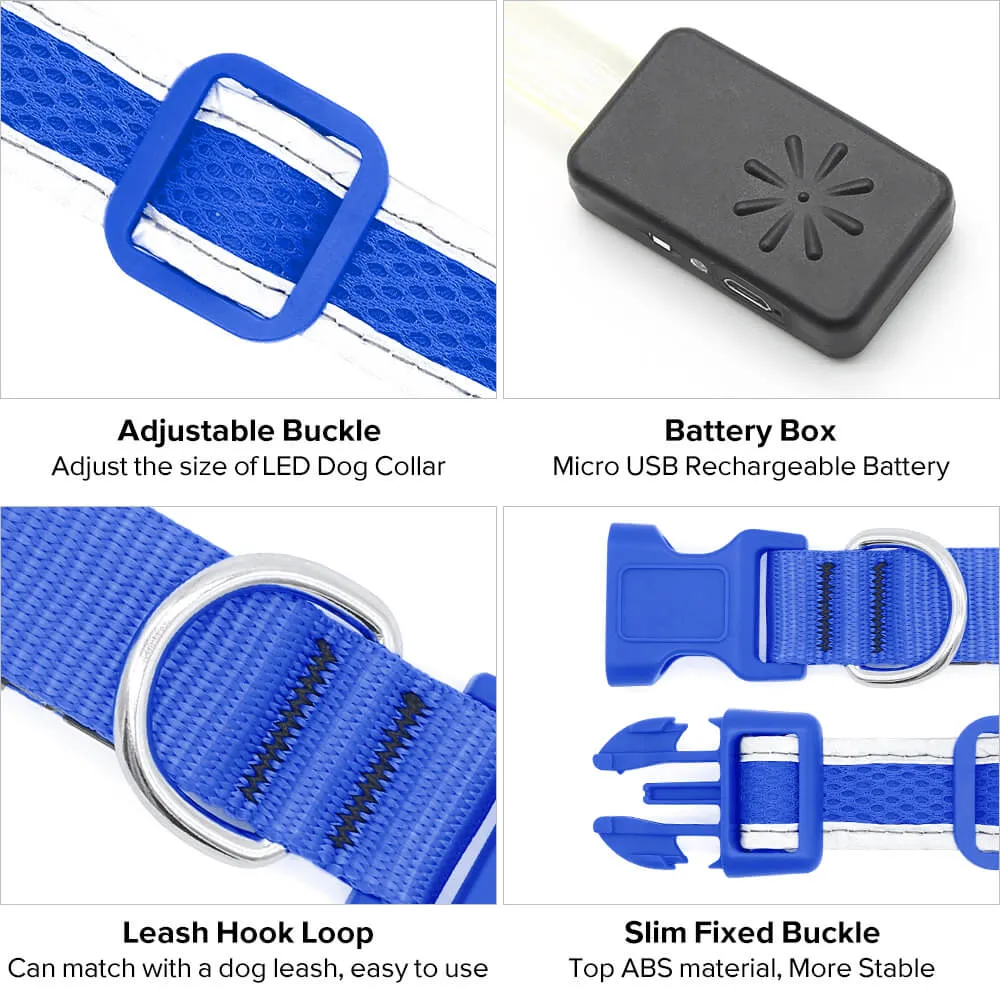 BSEEN USB Rechargeable Light Up Mesh LED Dog Collar