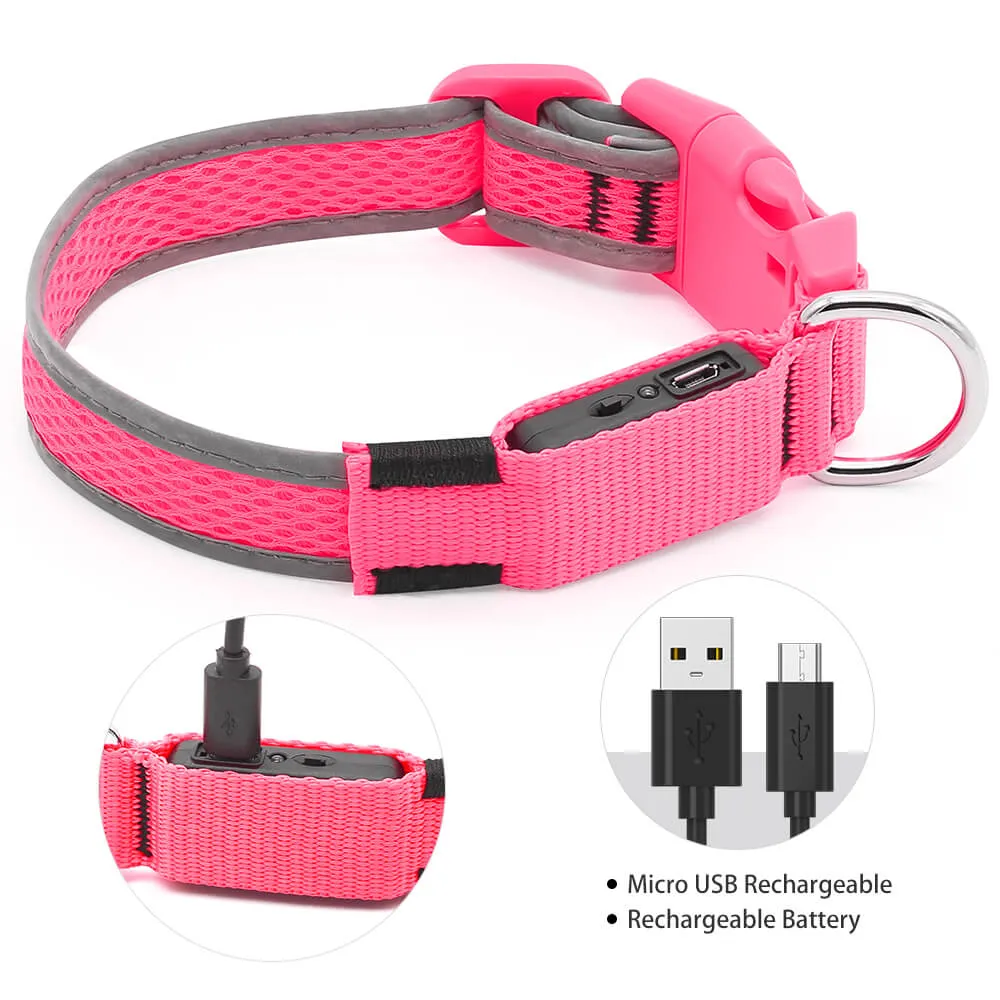 BSEEN USB Rechargeable Light Up Mesh LED Dog Collar