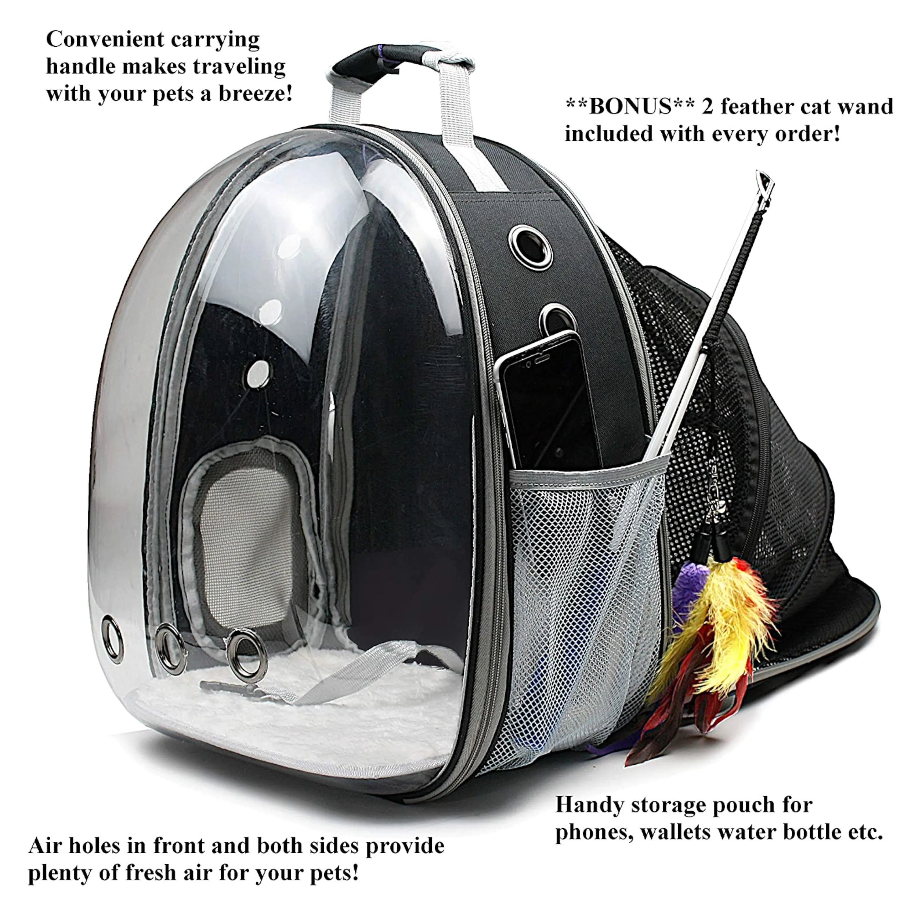 Bubble Backpack Small Dog/Cat Carrier - Bonus Wand
