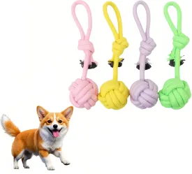 CandyColor Dog Cat Chew Rope Toy - 30cm Non-Toxic Dental Teething Toy for Puppies Kittens, Durable Rainbow Macaron Cotton Rope - Anti-Anxiety Interactive Play, Furniture Saver & Machine Washable