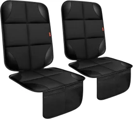 Car Seat Protector 2 Pack, Thickest Padding, Waterproof 600D Fabric, Non-Slip Backing, Mesh Pockets for Baby and Pet, Black, Universal Fit, Car, Truck, SUV, Van