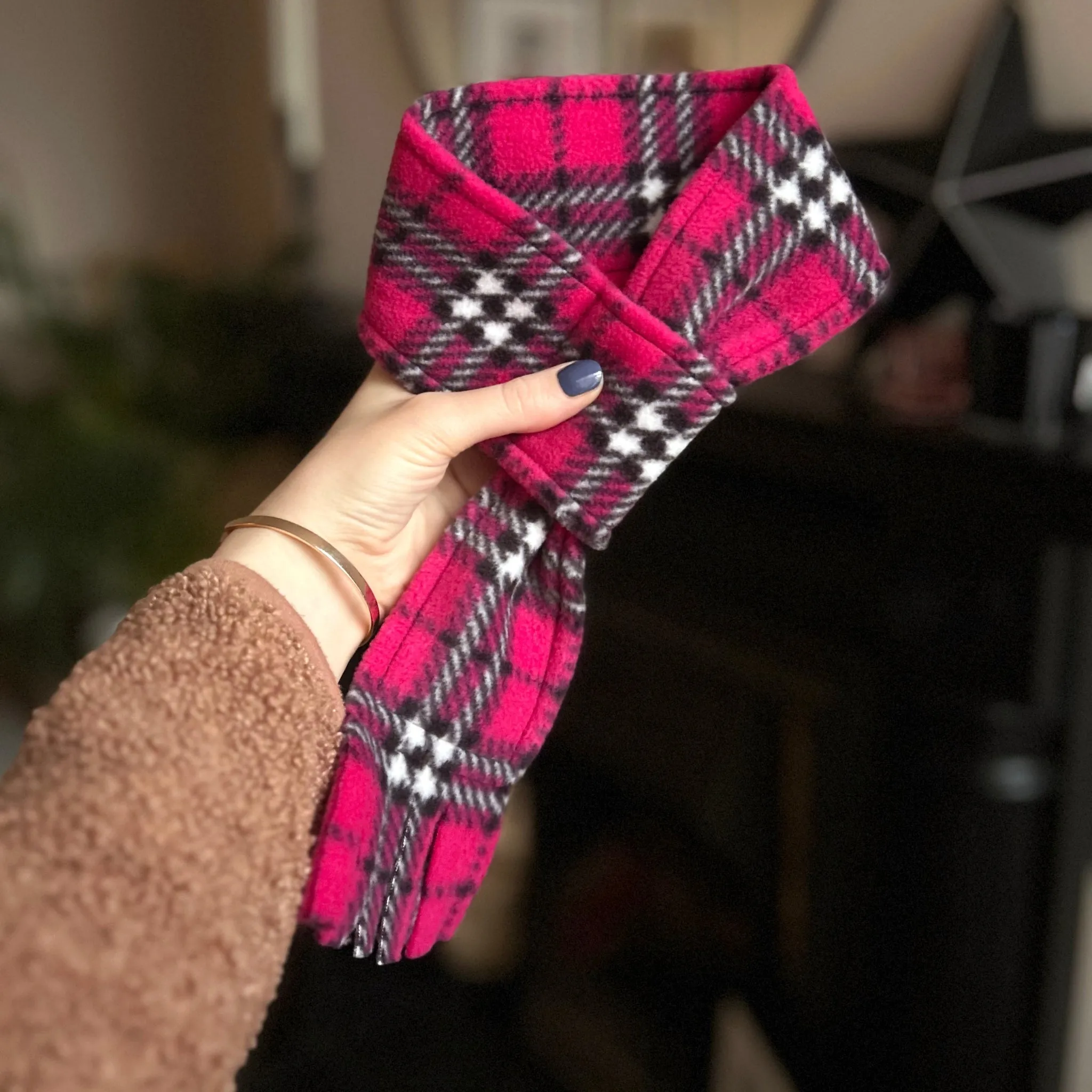 Cerise Pink Highland Tartan Fleece Pet Scarf