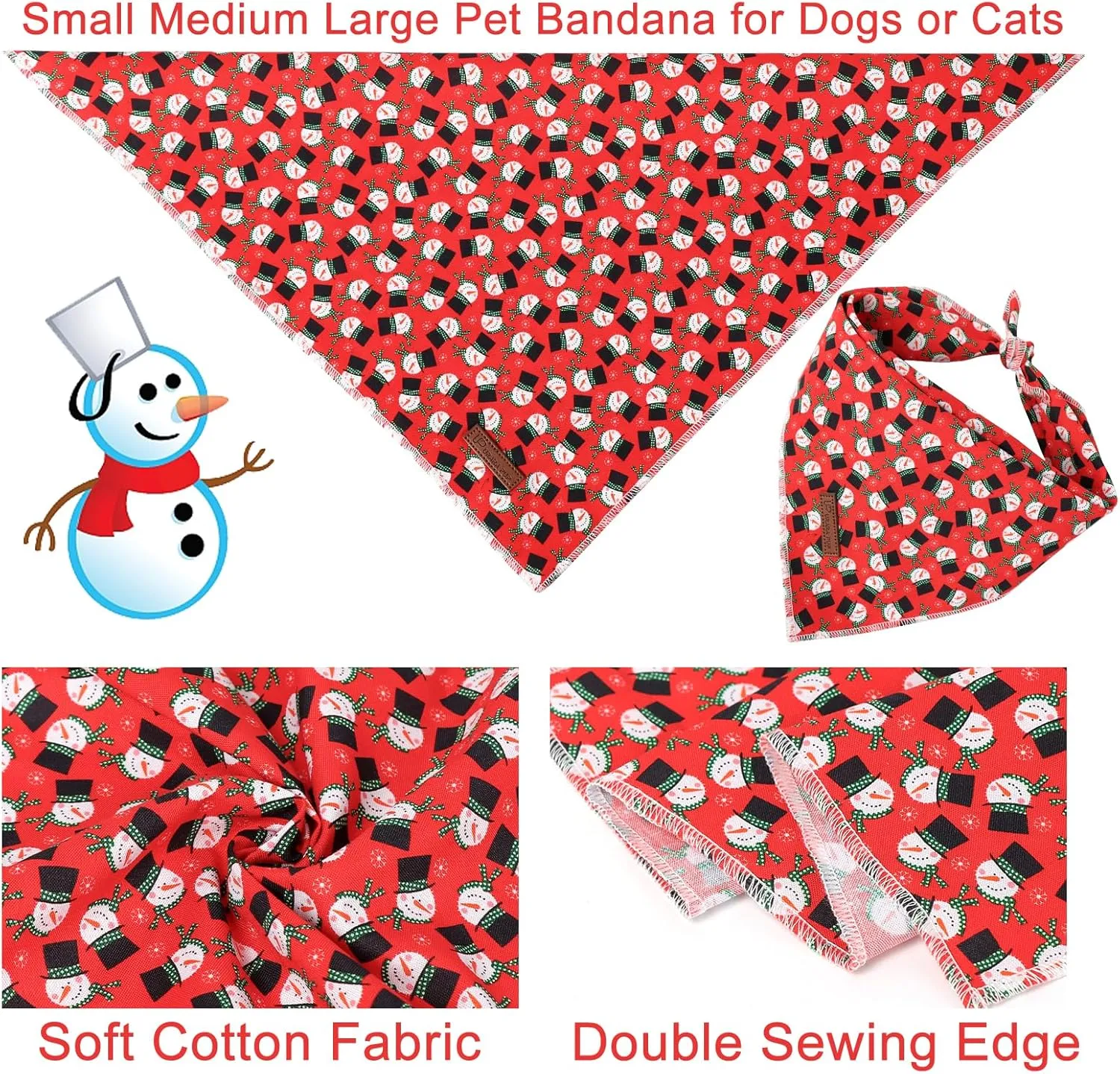 Christmas Dog Bandana, Christmas Tree Triangle Bid Scarf for Small Medium Dogs, Red Cotton Pet Kerchief,Cute Winter Bandana for Girl Boy Puppys