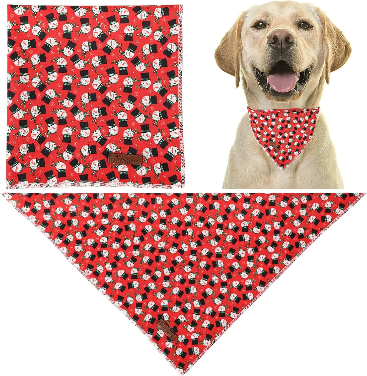 Christmas Dog Bandana, Christmas Tree Triangle Bid Scarf for Small Medium Dogs, Red Cotton Pet Kerchief,Cute Winter Bandana for Girl Boy Puppys