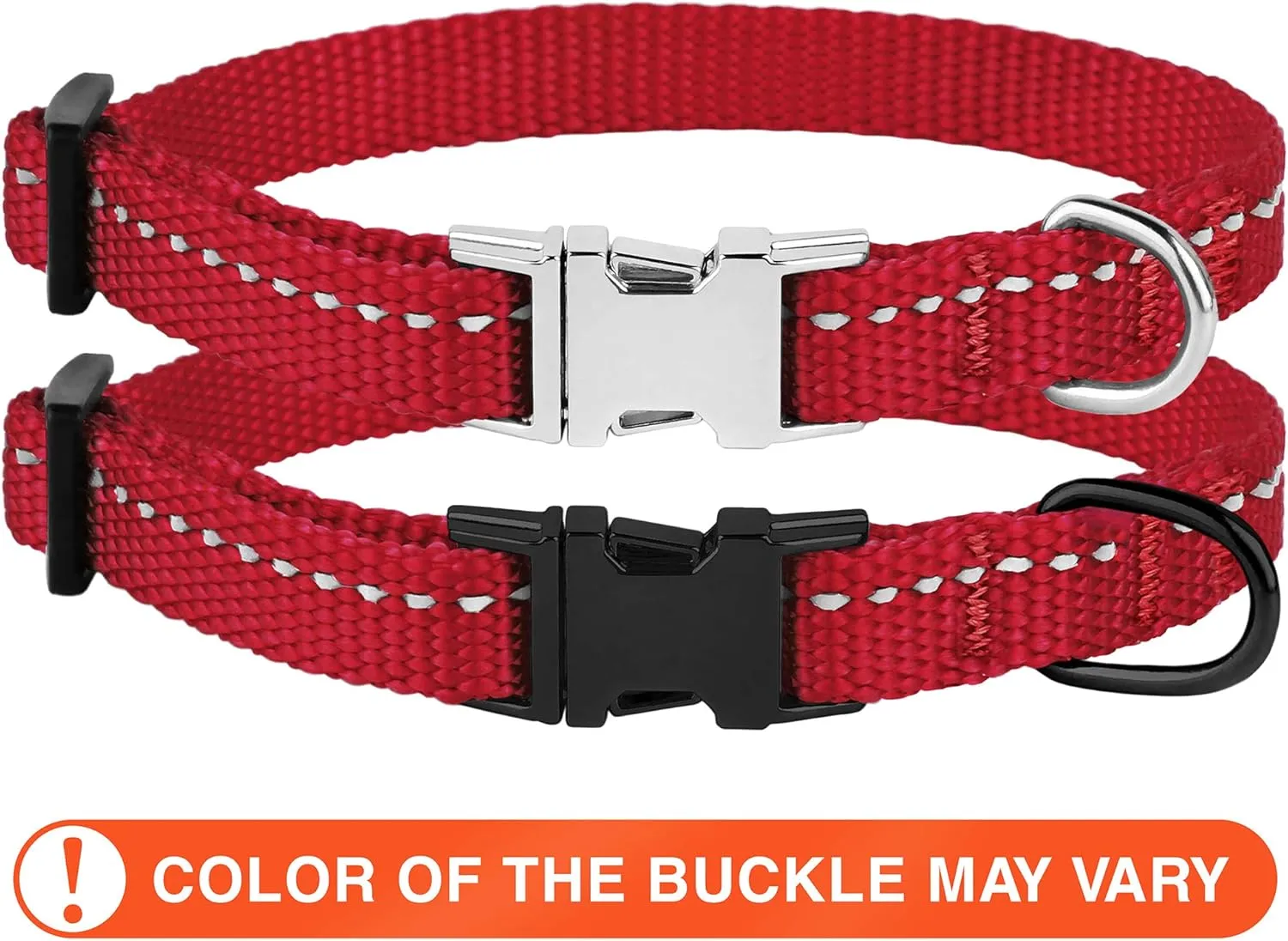 CollarDirect Reflective Dog Collar for a Small, Medium, Large Dog or Puppy with a Quick Release Buckle - Boy and Girl - Nylon Suitable for Swimming (7-11 Inch, Red)