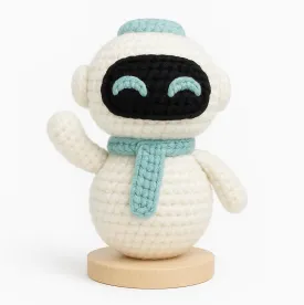Crochet Robot Plush  Handmade Amigurumi Space Bot Toy  Cute Kawaii Stuffed Doll Gift for Kids & Adults  Soft Knit Robot with Scarf  Geeky Room Decor