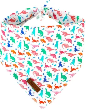 Dinosaur Dog Bandana, Comfortable Cotton Triangle Bid Scarf for Puppy Small Dogs or Cats, Washable Pet Kerchief for Boy Girl Dogs, Colorful Dinosaur Cute Bandana Dog