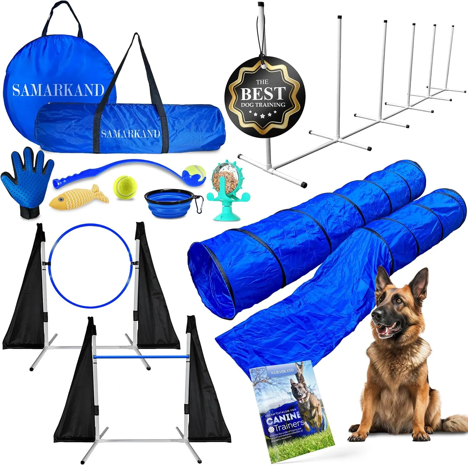 Dog Agility Course Backyard Set, Including Dog Tunnel Bags for Agility Dog Jumps and All Toys - Professional Dog Agility Equipment Range - Dog Training Course Equipment, Dog Obstacle Course Backyard