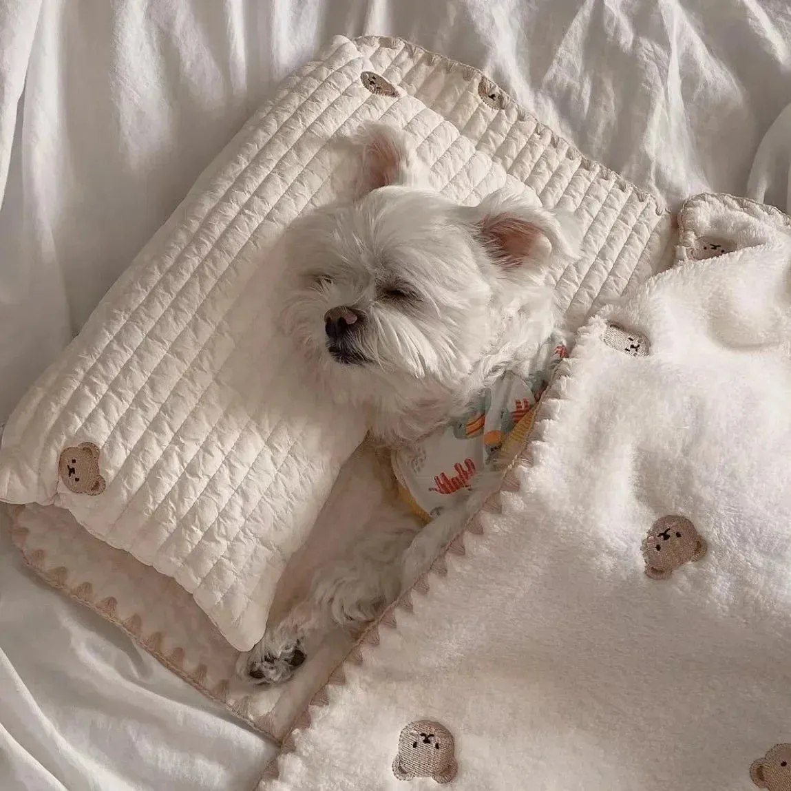 Dog Bed Set with Pillow, Mattress Comforter - Removable Washable Cat Nest, Soft Comfortable Pet Supplies, 3 Pcs Dog Accessories