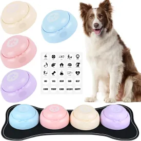 Dog Buttons for Communication with Mat, 4pcs Recordable Dog Buttons Teach Your Dog to Talk, Durable Pet Training Starter Set with Anti-Slip Thick Mat, Speech Training Tools for Pet Owners