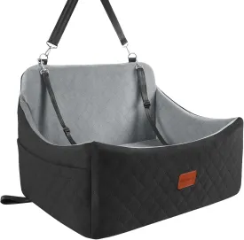 Dog Car Seat for Medium & Large Dogs Up to 55lbs, Memory Foam Cushion, Washable Cover, Safety Straps & Non-Slip Base(Black/Grey,Large)