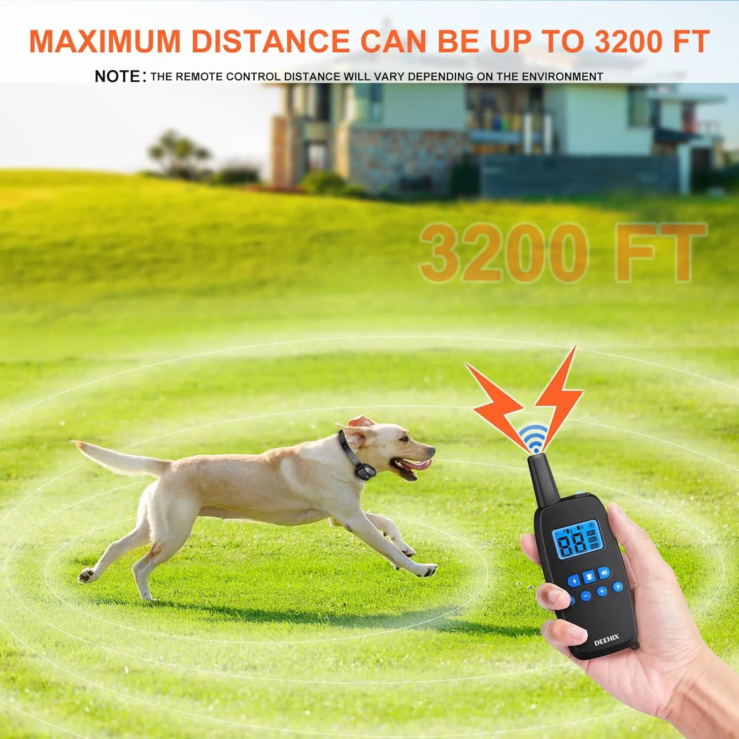 Dog Collar for Large Dogs(5-120Lbs); Shock Collar for Dogs,3200 Ft,Light/Beep/Vibration,Small Medium bark Training Tools (Army Green, 1 Collar)