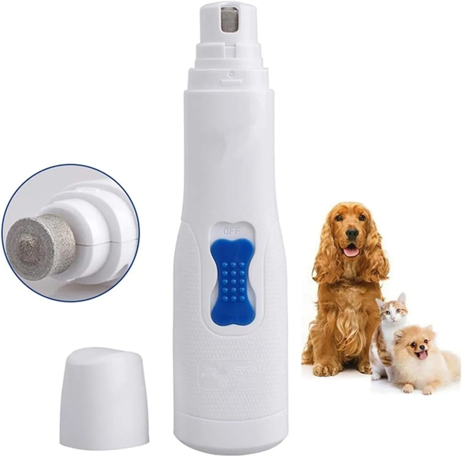 Dog Nail Grinder Quiet Pet Nail Trimmers Dog Nail Clippers Nail File Grooming & Smoothing for Large Medium Small Dogs & Cats Nervous Dog (White, One Size)