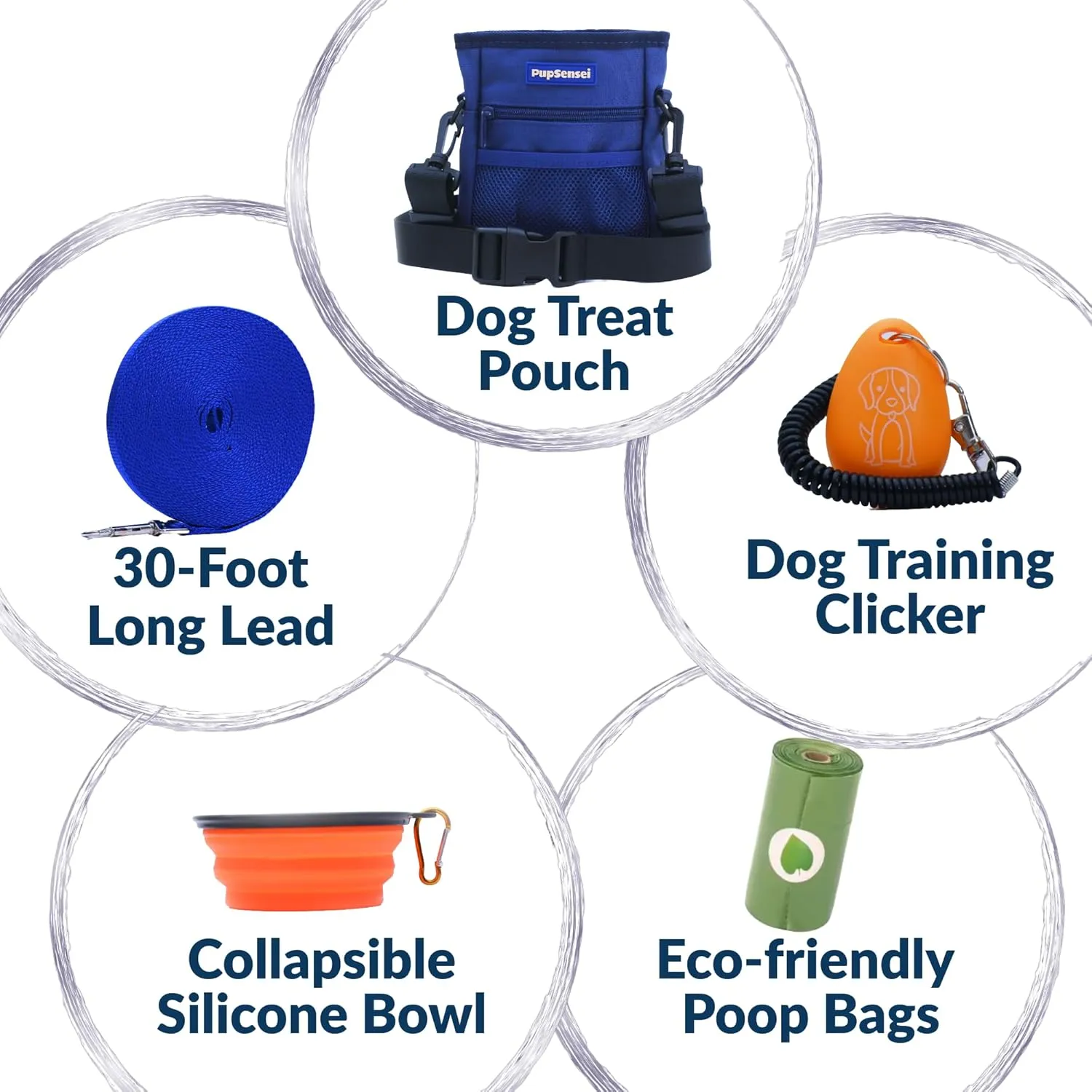 Dog Treat Pouch, Durable Oxford Polyester, No-Spill Magnetic Closure, Treat Pouches for Pet Training with Metal Clip, Waist Belt, Adjustable Strap (Deluxe Training Kit - Navy Blue)