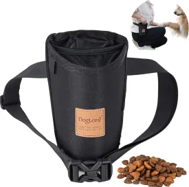 Dog Treat Training Pouch 3 Ways to Wear Elastic Leak-Proof Food Mesh Design Built-in Poop Bag Dispenser Adjustable Multifunctional Shoulder/Waist Bag for Pet Walking and TravelBlack
