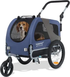 DOGGYHUT Premium M Pet Bike Trailer & Stroller 2-in-1,for Dogs up to 50 lbs,Parking Brakes,Easy Folding Cart Frame, Universal Bicycle Coupler,E-Bike Friendly