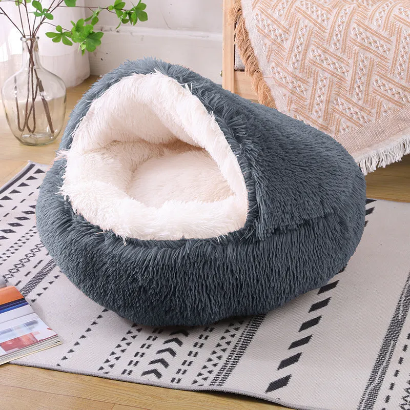 Enclosed Design –Winter Pet Bed with Cover, Warm, Cozy, and Semi For Your Furry Friend