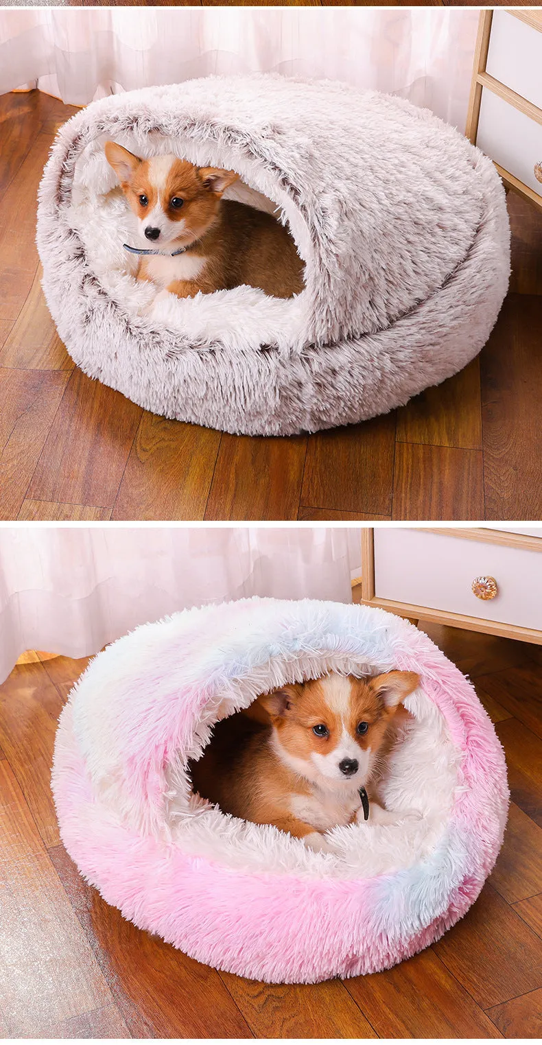 Enclosed Design –Winter Pet Bed with Cover, Warm, Cozy, and Semi For Your Furry Friend