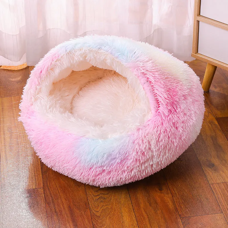 Enclosed Design –Winter Pet Bed with Cover, Warm, Cozy, and Semi For Your Furry Friend