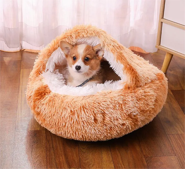 Enclosed Design –Winter Pet Bed with Cover, Warm, Cozy, and Semi For Your Furry Friend