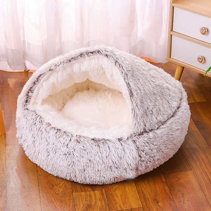 Enclosed Design –Winter Pet Bed with Cover, Warm, Cozy, and Semi For Your Furry Friend