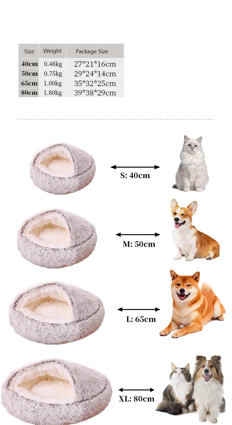 Enclosed Design –Winter Pet Bed with Cover, Warm, Cozy, and Semi For Your Furry Friend
