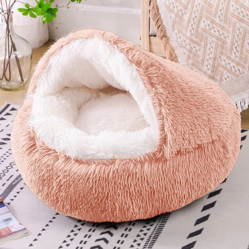 Enclosed Design –Winter Pet Bed with Cover, Warm, Cozy, and Semi For Your Furry Friend