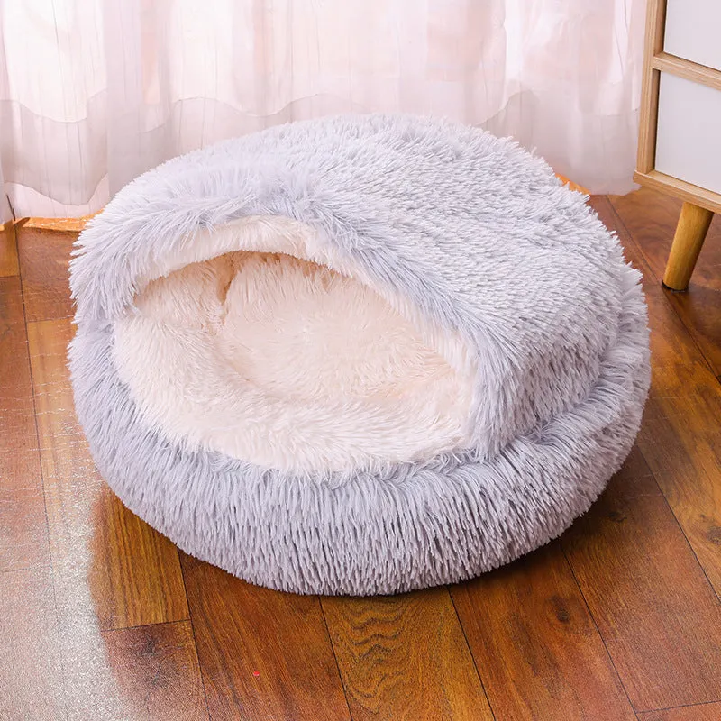 Enclosed Design –Winter Pet Bed with Cover, Warm, Cozy, and Semi For Your Furry Friend