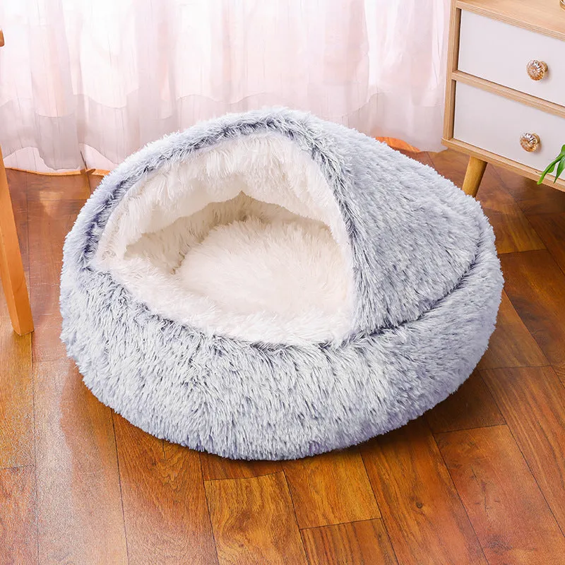 Enclosed Design –Winter Pet Bed with Cover, Warm, Cozy, and Semi For Your Furry Friend