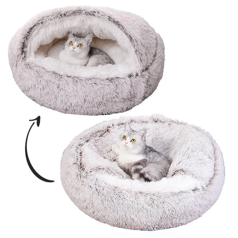 Enclosed Design –Winter Pet Bed with Cover, Warm, Cozy, and Semi For Your Furry Friend