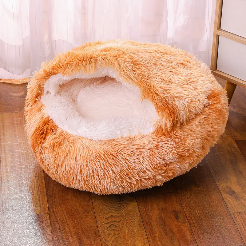 Enclosed Design –Winter Pet Bed with Cover, Warm, Cozy, and Semi For Your Furry Friend