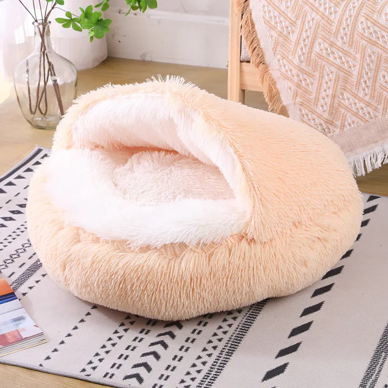 Enclosed Design –Winter Pet Bed with Cover, Warm, Cozy, and Semi For Your Furry Friend